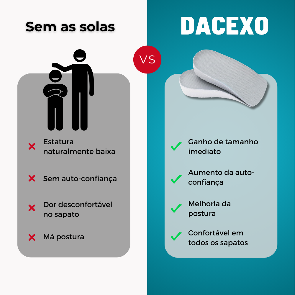 Palmilhas ortopédicas de crescimento Dacexo